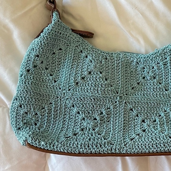 Y2K turquoise crochet shoulder purse - Picture 3 of 4